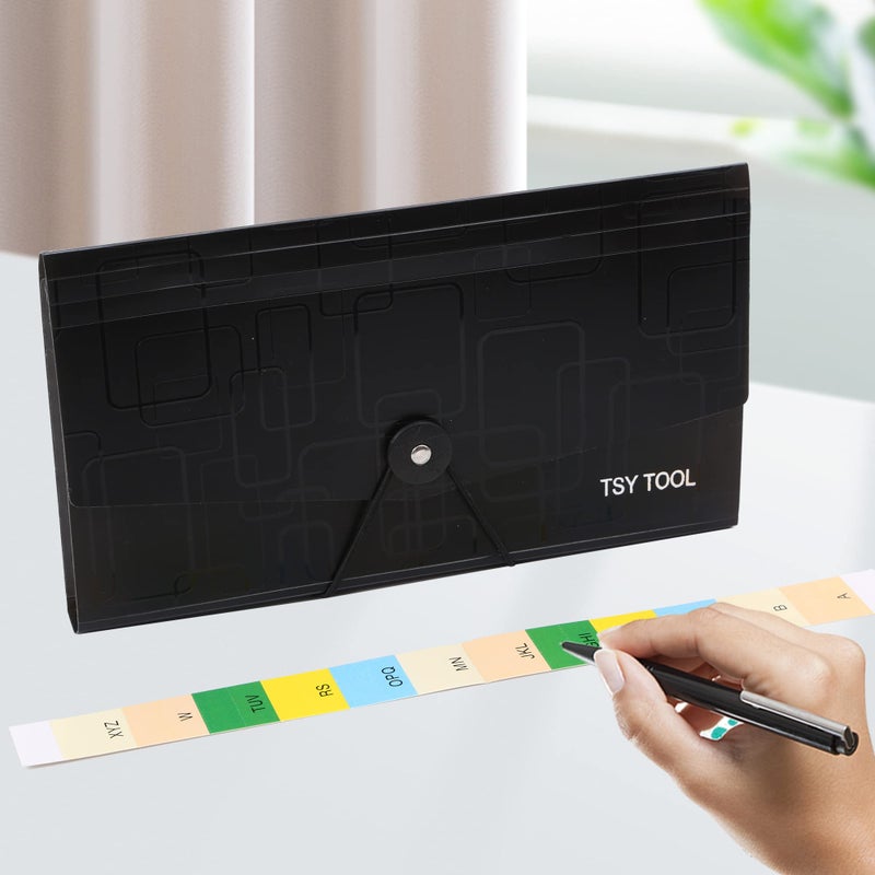 TSY TOOL Pack of 4 Expandable File Folder,10"x5.5" Portable Accordion Document Pocket, Office Desk Organizer-13 Pockets,for Receipts, Coupons and Tickets, Check Size Water Resistant-Assorted Color - Image 3